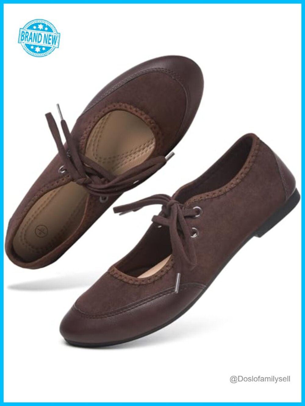 Suede Mary Jane Ballet Flats Lace Up Round Toe Dress Shoes